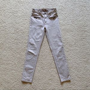 VILA Tan Stretch Zip Pants